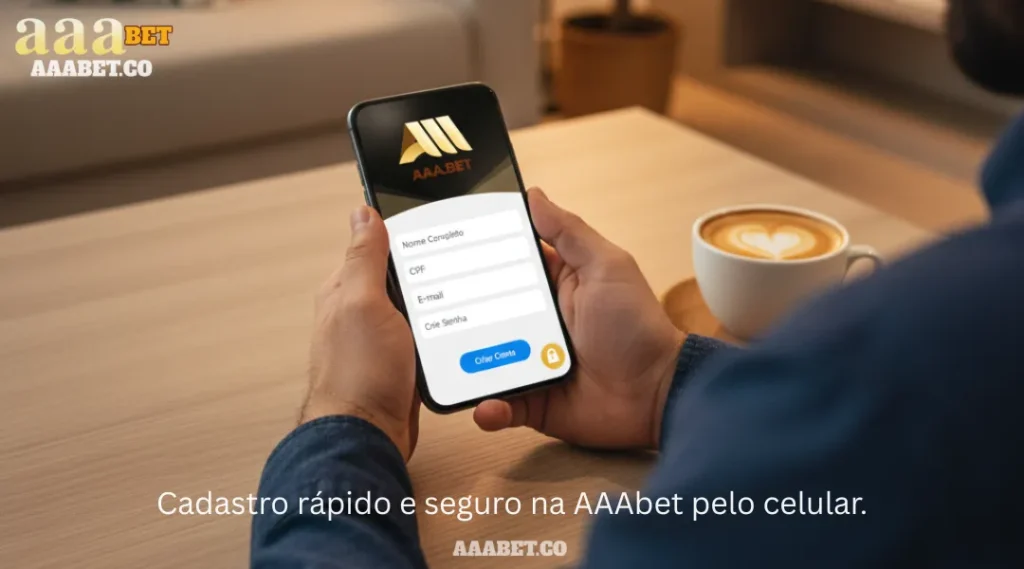 Cadastro rápido e seguro na AAAbet pelo celular.