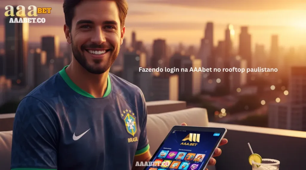 Fazendo login na AAAbet no rooftop paulistano